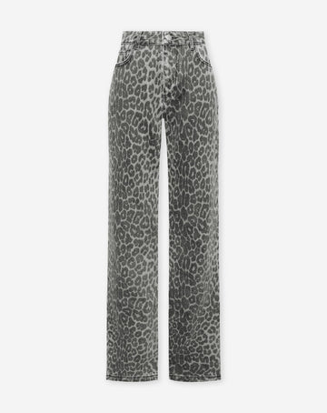 LEOPARD ALLOVER JEANS GRIJS
