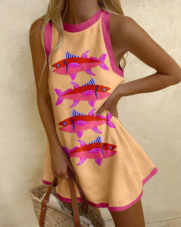 Giada™ | Minidress con Stampa Sardine