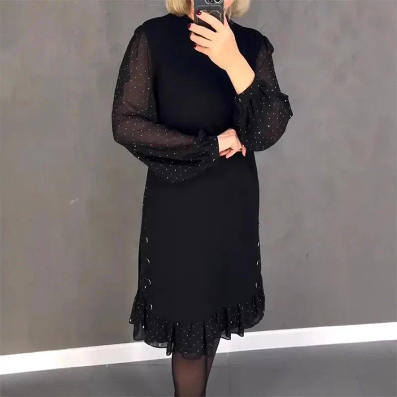 Jbobibon | Abito elegante a pois con dettagli con bottoni